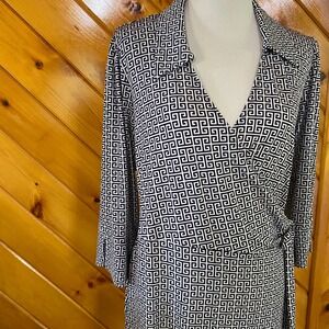 Laundry by Shelli Segal Wrap Dress NWT Geometric Print Career Party Large geo